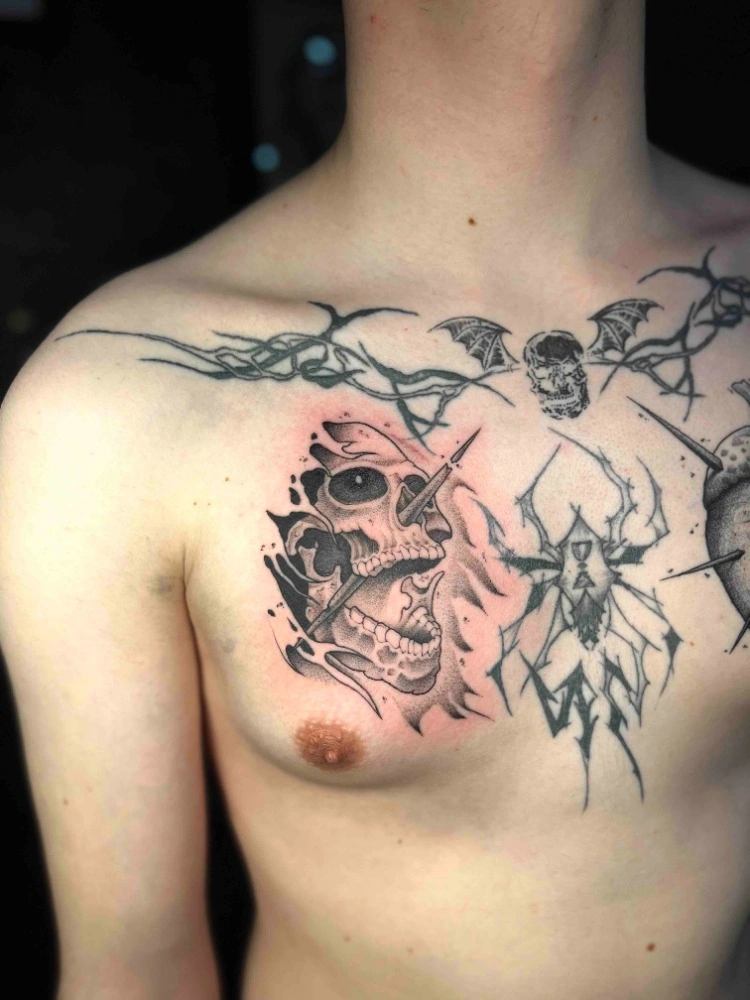 Blackwork custom tetování od Tondy – TX5 Olomouc, ukázka 1
