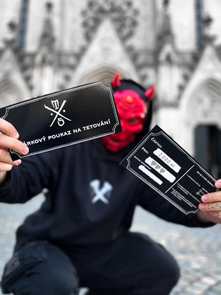 Dárkový poukaz TX5 Tattoo Olomouc – přední strana